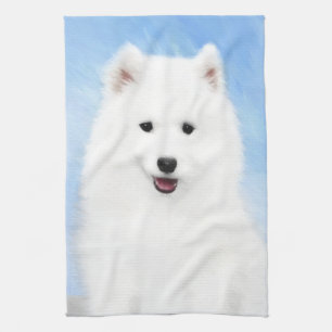 Linge De Cuisine Peinture Samoyed Puppy - Jolie Art Original Chien
