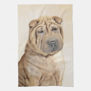 Linge De Cuisine Peinture Shar Pei - Cute Original Chien Art