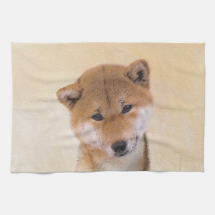 Linge De Cuisine Peinture Shiba Inu (Rouge) - Art Chien original