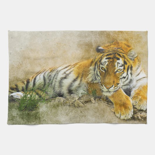 Linge De Cuisine Peinture sur tigre (Horizontal)