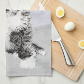 Linge De Cuisine Peinture Tibétaine Terrier - Cute Original Chien A (Quart Plié)