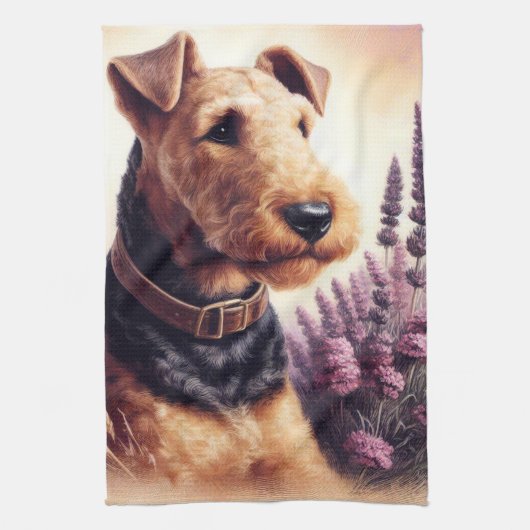 Linge De Cuisine Peinture vintage Airedale Terrier (Vertical)