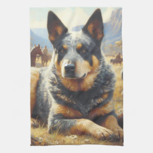 Linge De Cuisine Peinture vintage australienne de chien de bétail