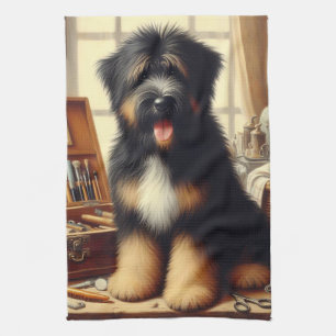 Linge De Cuisine Peinture vintage de chien de garde