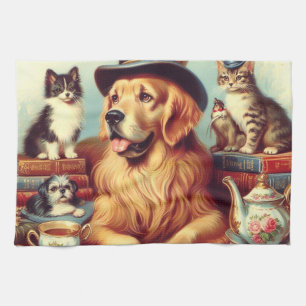Linge De Cuisine Peinture Vintage de chien mignonne