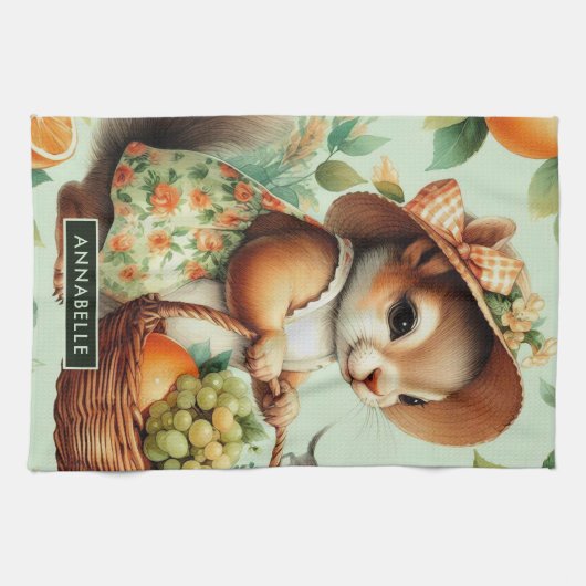 Linge De Cuisine Peinture vintage d'écureuil (Horizontal)