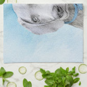 Linge De Cuisine Peinture Weimaraner - Joli art original chien (Plié)