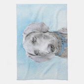 Linge De Cuisine Peinture Weimaraner - Joli art original chien (Vertical)