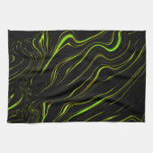 Linge De Cuisine Pelouse dorée, vert ondulé longues traces sur fond (Horizontal)