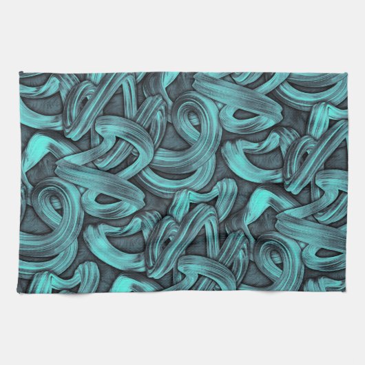Linge De Cuisine pensée profonde - noir et sarcelle : (Horizontal)