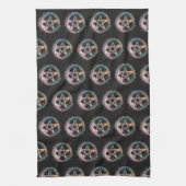 Linge De Cuisine Pentagramme Bleu Chariot Halloween Noir (Vertical)