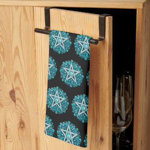 Linge De Cuisine Pentagramme floral vert Sorcière noire Halloween