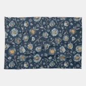 Linge De Cuisine Pépites Gris Bleu Motif Floral (Horizontal)