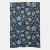 Linge De Cuisine Pépites Gris Bleu Motif Floral (Vertical)
