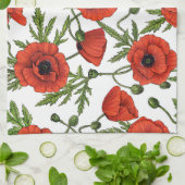 Linge De Cuisine Pépites, rouge et vert sur blanc (Plié)