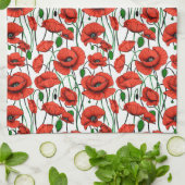 Linge De Cuisine Pépites rouges dans un champ sur blanc (Plié)