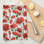 Linge De Cuisine Pépites rouges dans un champ sur blanc (Quart Plié)