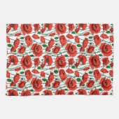 Linge De Cuisine Pépites rouges dans un champ sur blanc (Horizontal)
