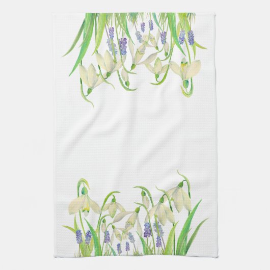 Linge De Cuisine Perce-neiges et Muscari d'aquarelle (Vertical)