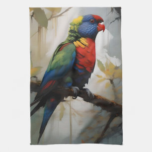 Linge De Cuisine Perchoir Coloré: Un Loriquet Arc-en-Ciel dans l'Ar