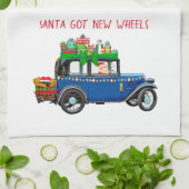 Linge De Cuisine Père Noël à bord d'une voiture (Plié)