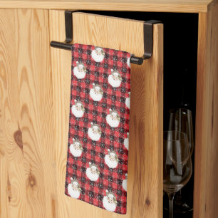 Linge De Cuisine Père Noël à carreaux de Buffalo avec flocons de ne