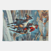 Linge De Cuisine Père Noël à cheval Noël (Horizontal)
