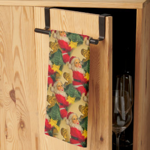 Linge De Cuisine Père Noël amusante et festive sur le Motif d'arbre