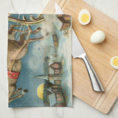 Linge De Cuisine Père Noël Antique Sleigh Reindeer (Quart Plié)