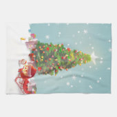 Linge De Cuisine Père Noël avec arbre de Noël (Horizontal)