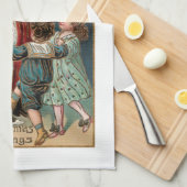 Linge De Cuisine Père Noël avec Dancing Children & Mistletoe (Quart Plié)