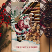 Linge De Cuisine Père Noël Chopping bois de chauffage Noël personna