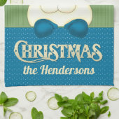 Linge De Cuisine Père Noël Christmas Blue et Green Cook's (Plié)