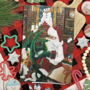 Linge De Cuisine Père Noël Christmas Dragon Imaginaire