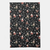 Linge De Cuisine Père Noël de golf sur noir (Vertical)