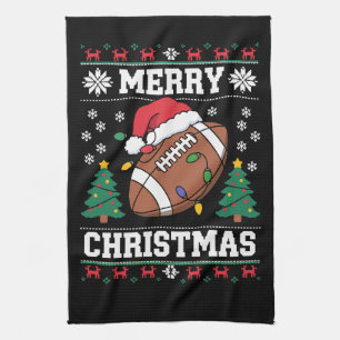 Linge De Cuisine Père Noël de style pull de Noël moche football amé