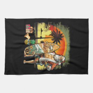 Linge De Cuisine Père Noël de surf d'été tropical 6 Pack Noël