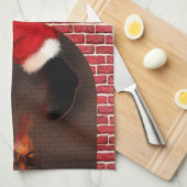 Linge De Cuisine Père Noël descend la cheminée (Quart Plié)