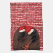 Linge De Cuisine Père Noël descend la cheminée (Vertical)