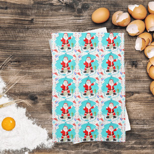 Linge De Cuisine Père Noël drôle pêche sur glace avec motif d'ours 