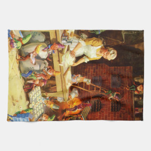 Linge De Cuisine Père Noël et Mme Claus et les elfes font des