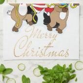 Linge De Cuisine Père Noël et Reindeers Joyeux Noël (Plié)