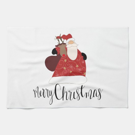 Linge De Cuisine Père Noël et Rudolph (Horizontal)