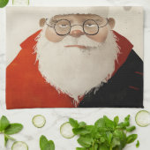 Linge De Cuisine Père Noël fatigué (Plié)