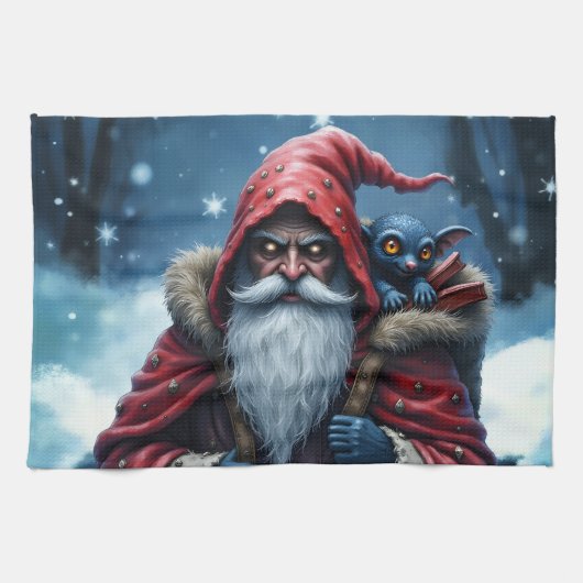 Linge De Cuisine Père Noël Frostbite et son elfe de malice. (Horizontal)