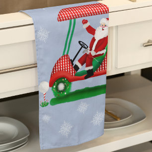Linge De Cuisine Père Noël In Golf Panier Joyeux Noël