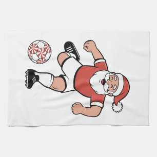 Linge De Cuisine Père Noël jouant au football Noël Joueur Sport