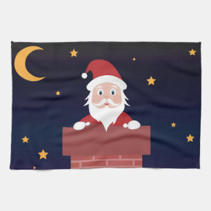 Linge De Cuisine Père Noël la nuit de Noël apportant des cadeaux