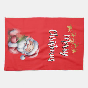 Linge De Cuisine Père Noël mignon drôle & typographie