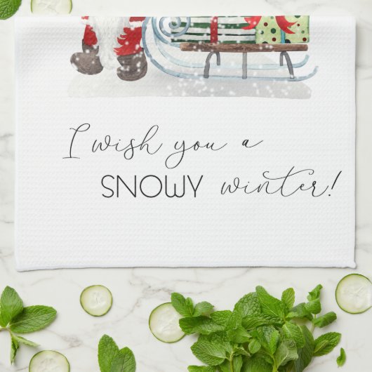 Linge De Cuisine Père Noël mignon, Serpent, Présents (Plié)